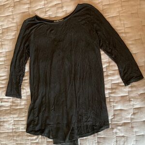 Black Tunic Top with Relaxed Fit and 3/4 Sleeves